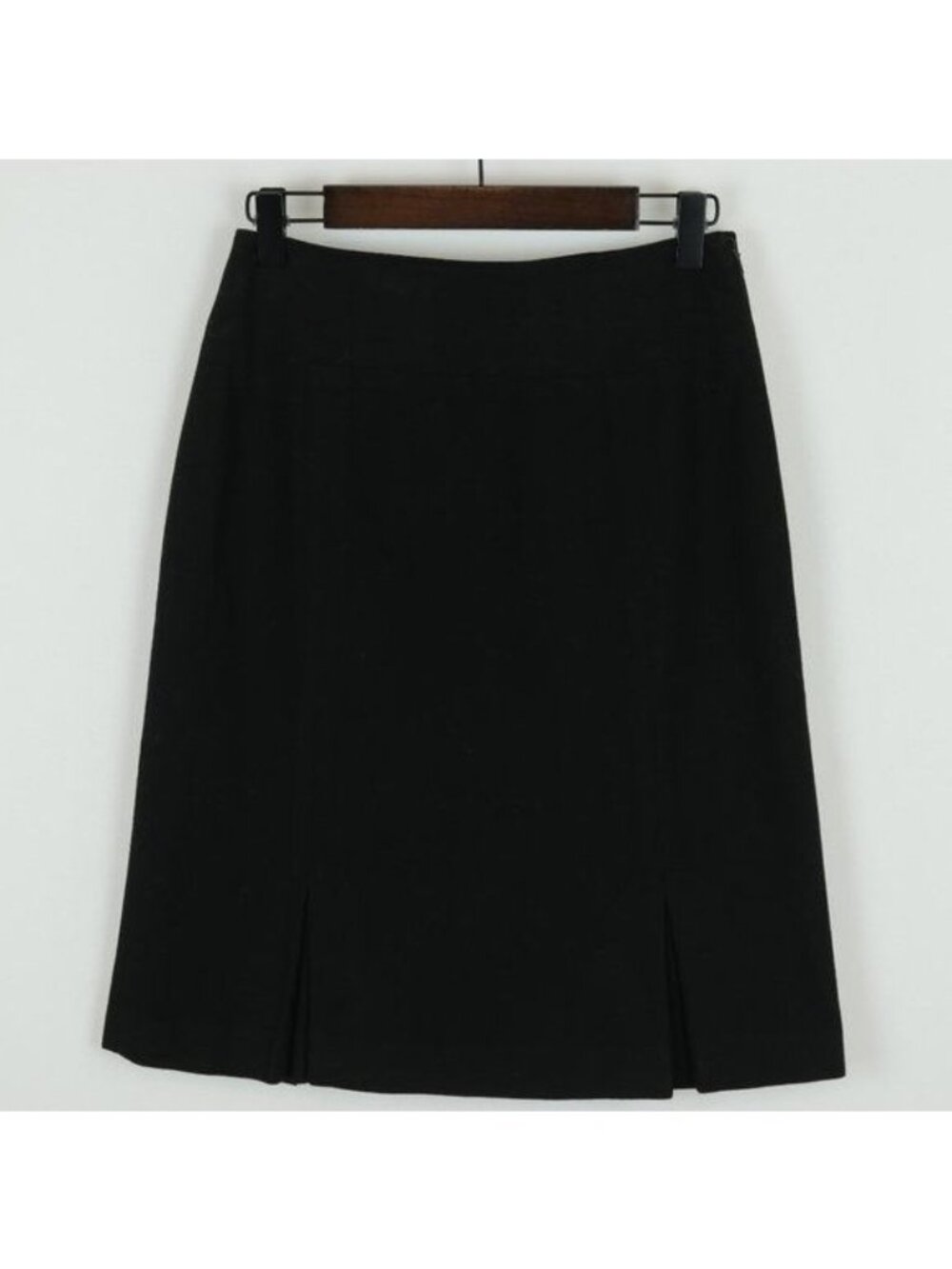 Banana Republic Women's Size 0 Black Wool Blend Pleated Knee Length A-Line Skirt